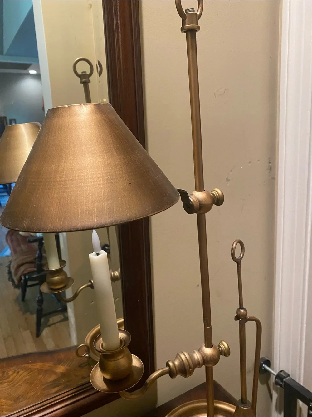 Brass Finish Adjustable table  Lamp with Candle-Style Arms